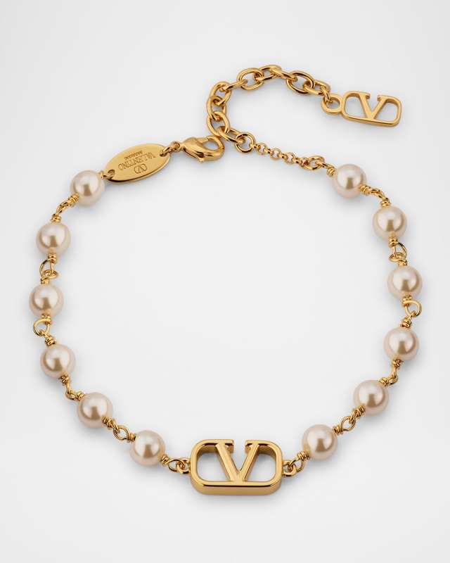 VLogo Signature Bracelet with Pearly Stations